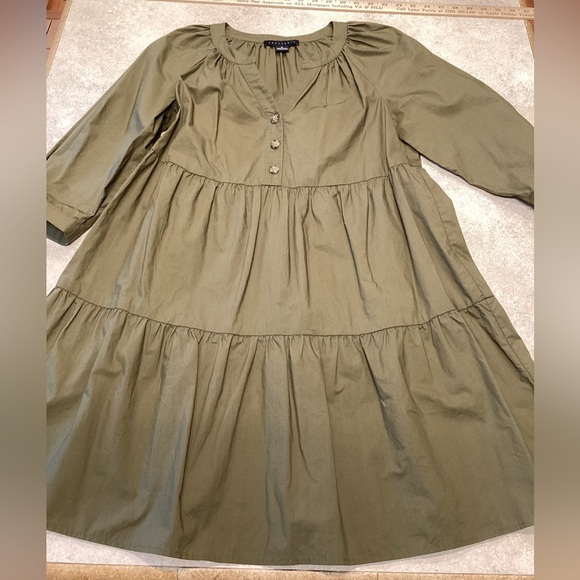 Sanctuary Button Babydoll Mini Dress Olive Size XS - Picture 5 of 10
